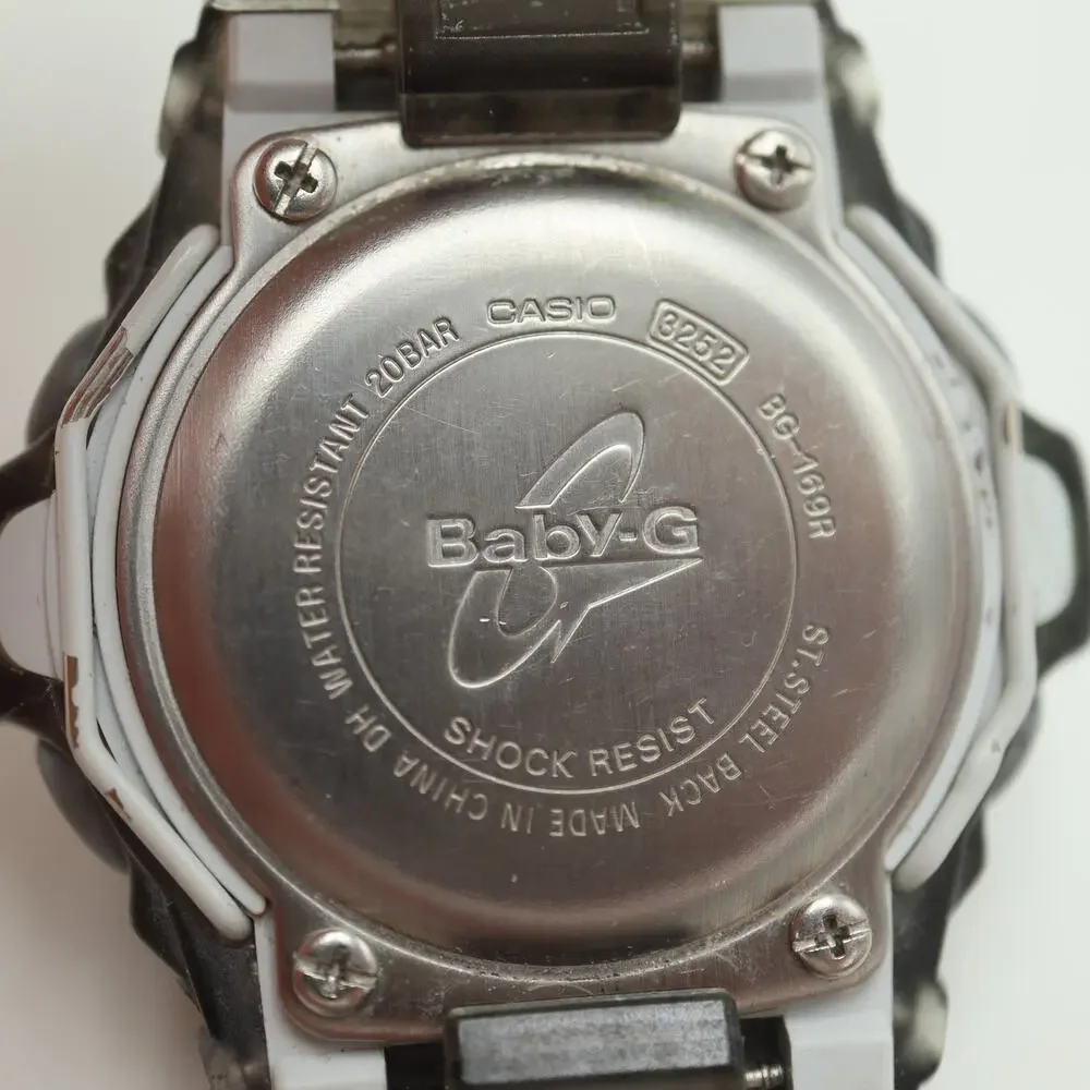 Casio Baby G Shock Clear Gray 43mm Digital Watch Animal BG169R w New Battery